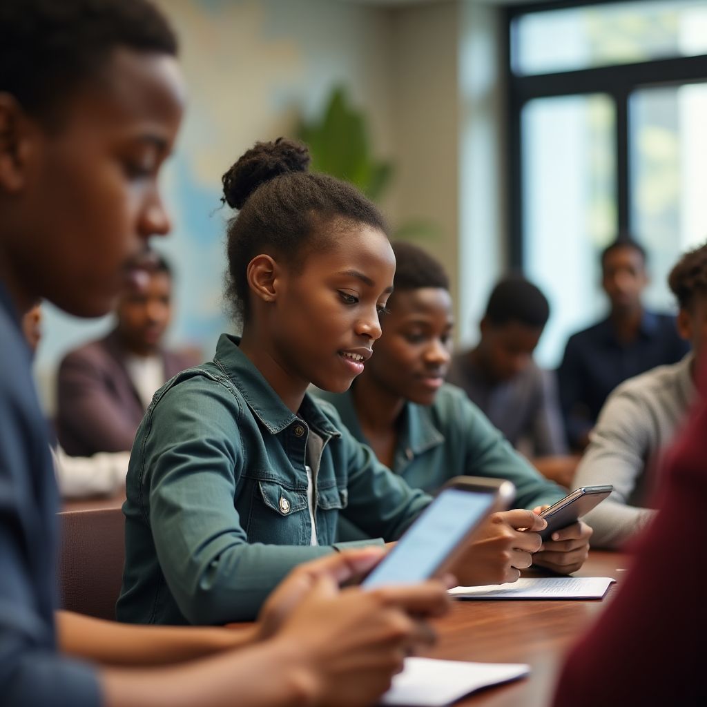 Young students learning digital finance
